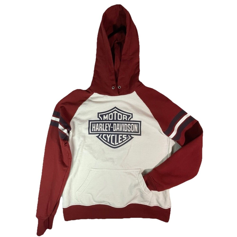 Harley-Davidson Women's Maroon and White Logo Hoodie